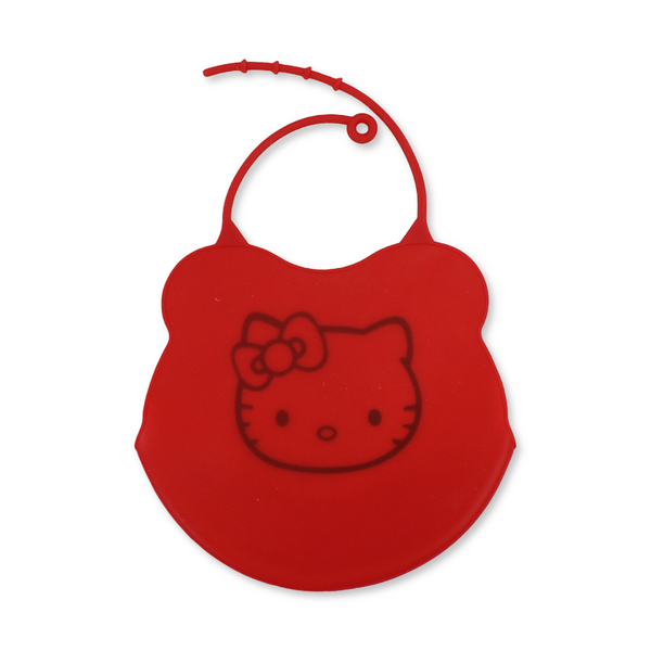 La Frutta Silicone Baby Bib with Pocket – Red with Hello Kitty Print