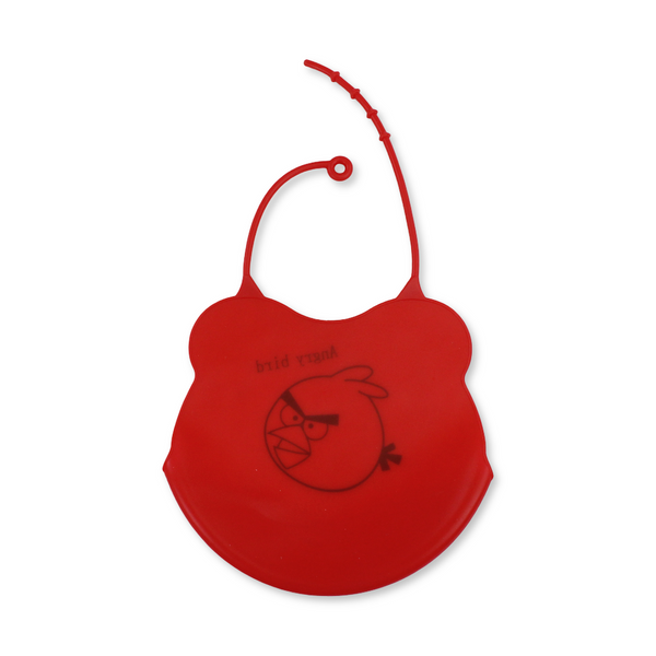 La Frutta Silicone Baby Bib with Pocket – Red with Angry Bird Print