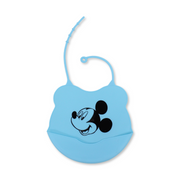 La Frutta Silicone Baby Bib with Pocket – Aqua with Mickey Mouse Print