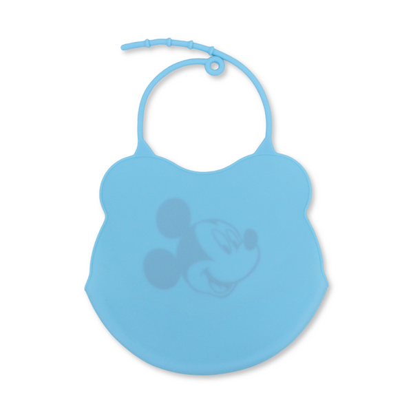 La Frutta Silicone Baby Bib with Pocket – Aqua with Mickey Mouse Print