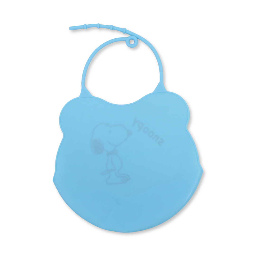 La Frutta Silicone Baby Bib with Pocket – Aqua with Snoopy Print