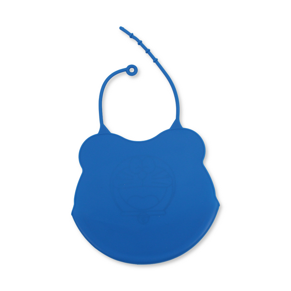 La Frutta Silicone Baby Bib with Pocket – Blue with Doraemon Print