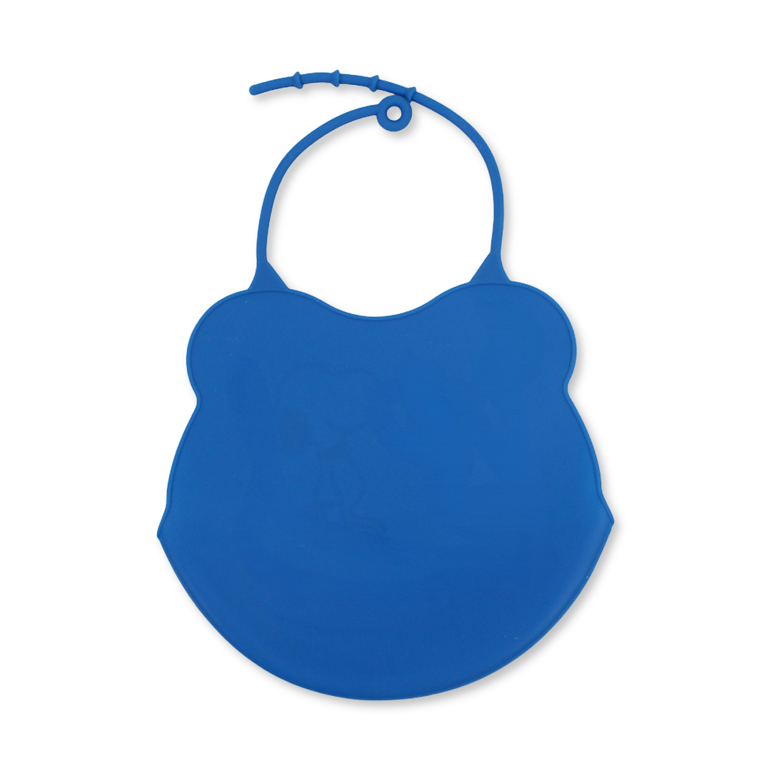 La Frutta Silicone Baby Bib with Pocket – Blue with Snoopy Print