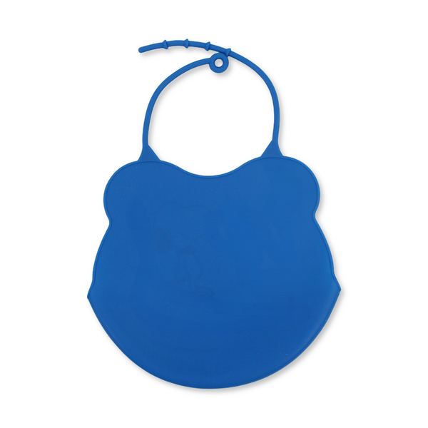 La Frutta Silicone Baby Bib with Pocket – Blue with Snoopy Print