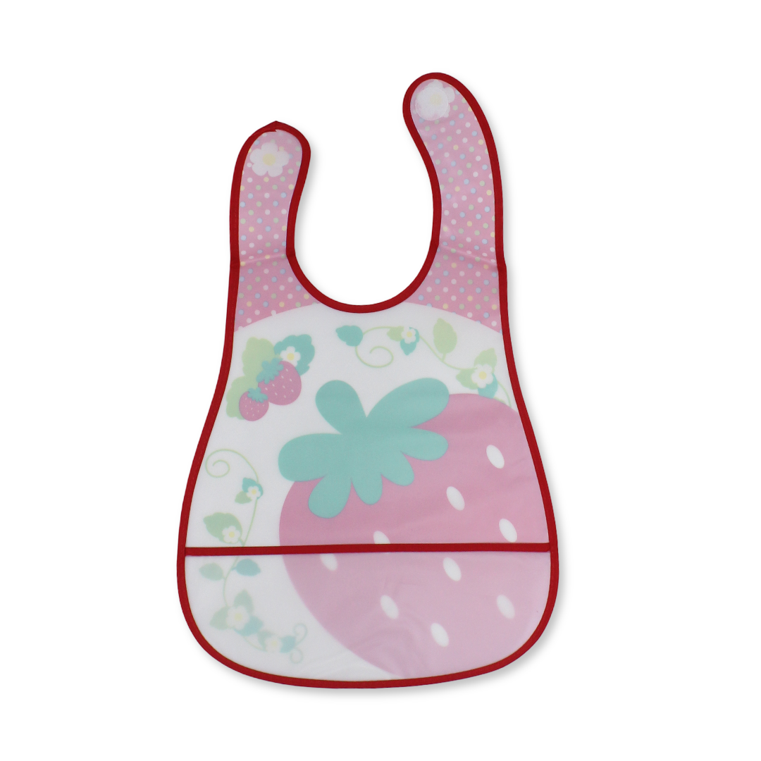 La Frutta Waterproof Baby Bib – Red with Strawberry Print
