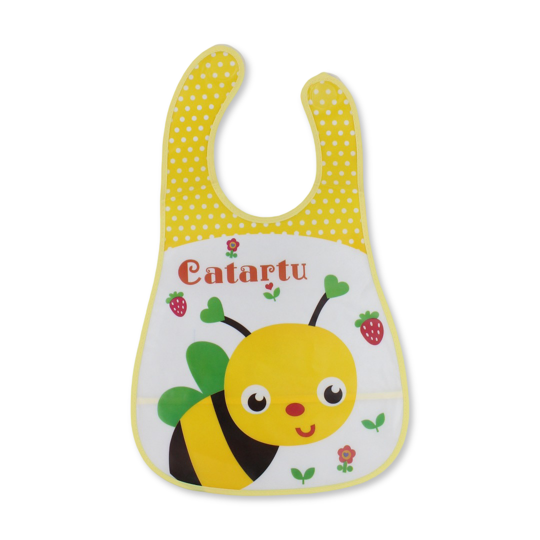La Frutta Waterproof Baby Bib – Yellow with Bee Print - Baby Essentials