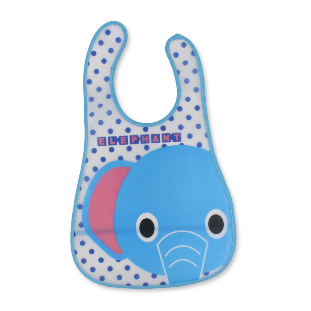 La Frutta Waterproof Baby Bib – Aqua with Elephant Print