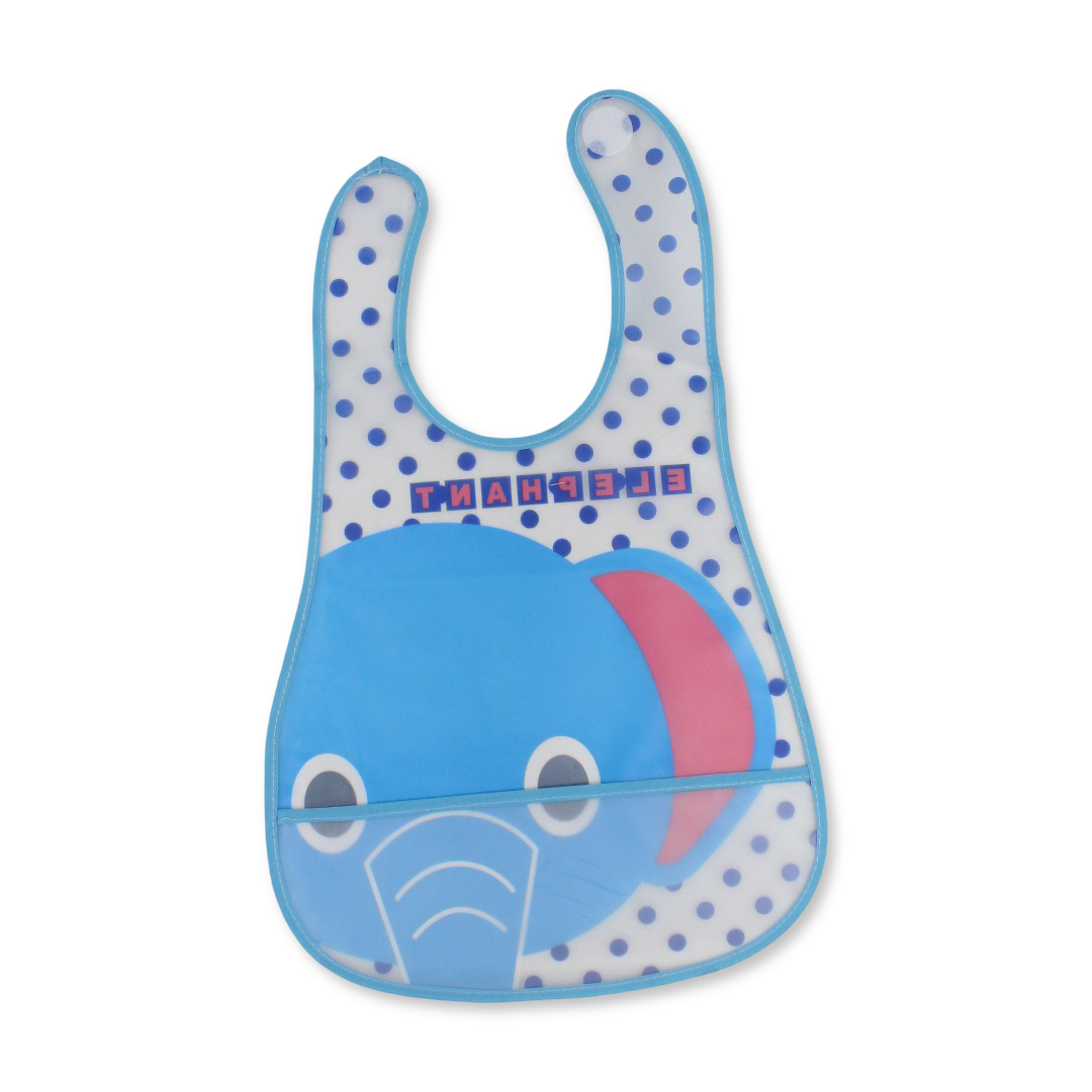 La Frutta Waterproof Baby Bib – Aqua with Elephant Print