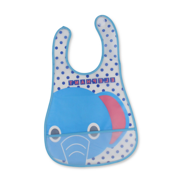 La Frutta Waterproof Baby Bib – Aqua with Elephant Print