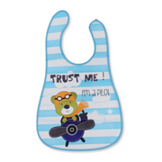La Frutta Waterproof Baby Bib – Aqua with ‶I Am a Pilot‶ Print