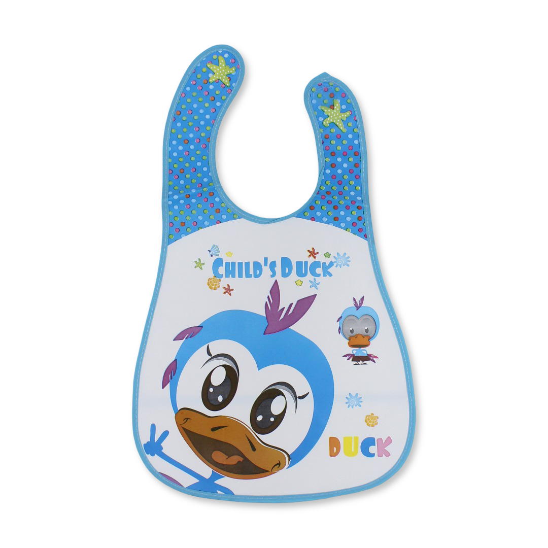 La Frutta Waterproof Baby Bib – Aqua with Duck Print