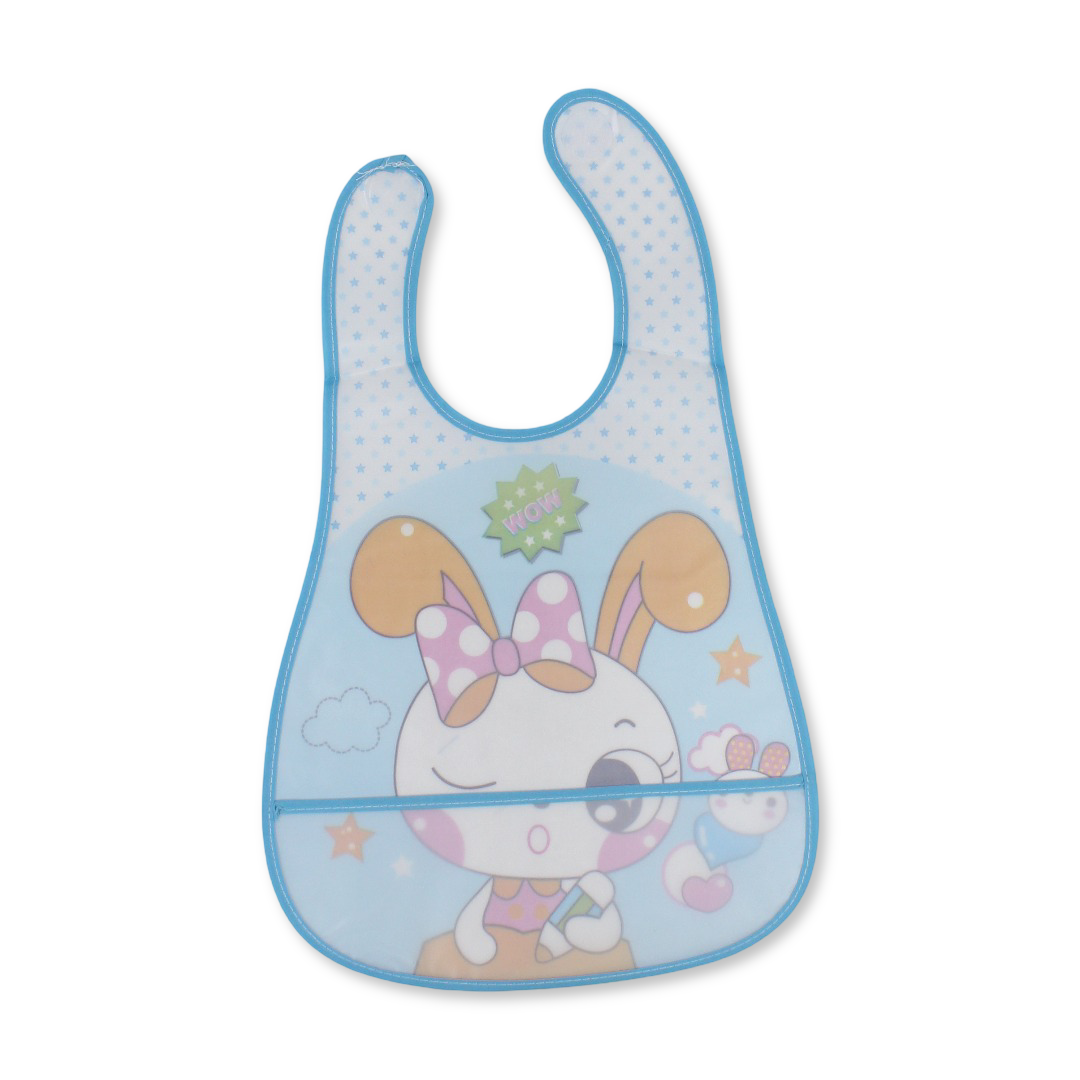 La Frutta Waterproof Baby Bib – Aqua with Rabbit Print