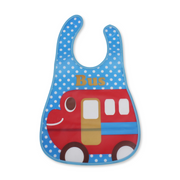 La Frutta Waterproof Baby Bib – Aqua with Bus Print