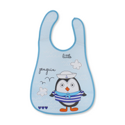 La Frutta Waterproof Baby Bib – Aqua with Penguin Print