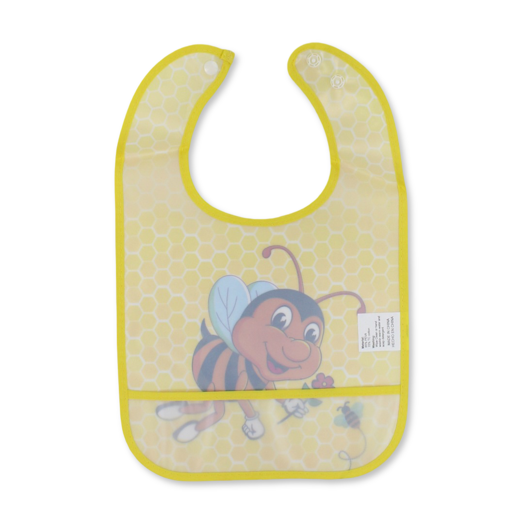La Frutta PVC Baby Bib with Pocket – Yellow with Bee Print
