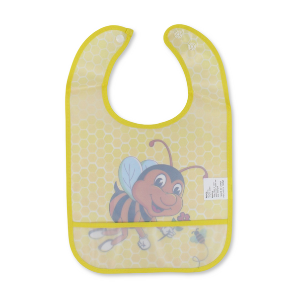 La Frutta PVC Baby Bib with Pocket – Yellow with Bee Print