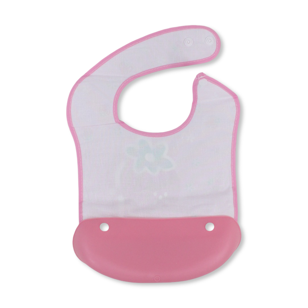 La Frutta Waterproof Silicone Baby Bib with Pocket – Pink with Strawberry Print