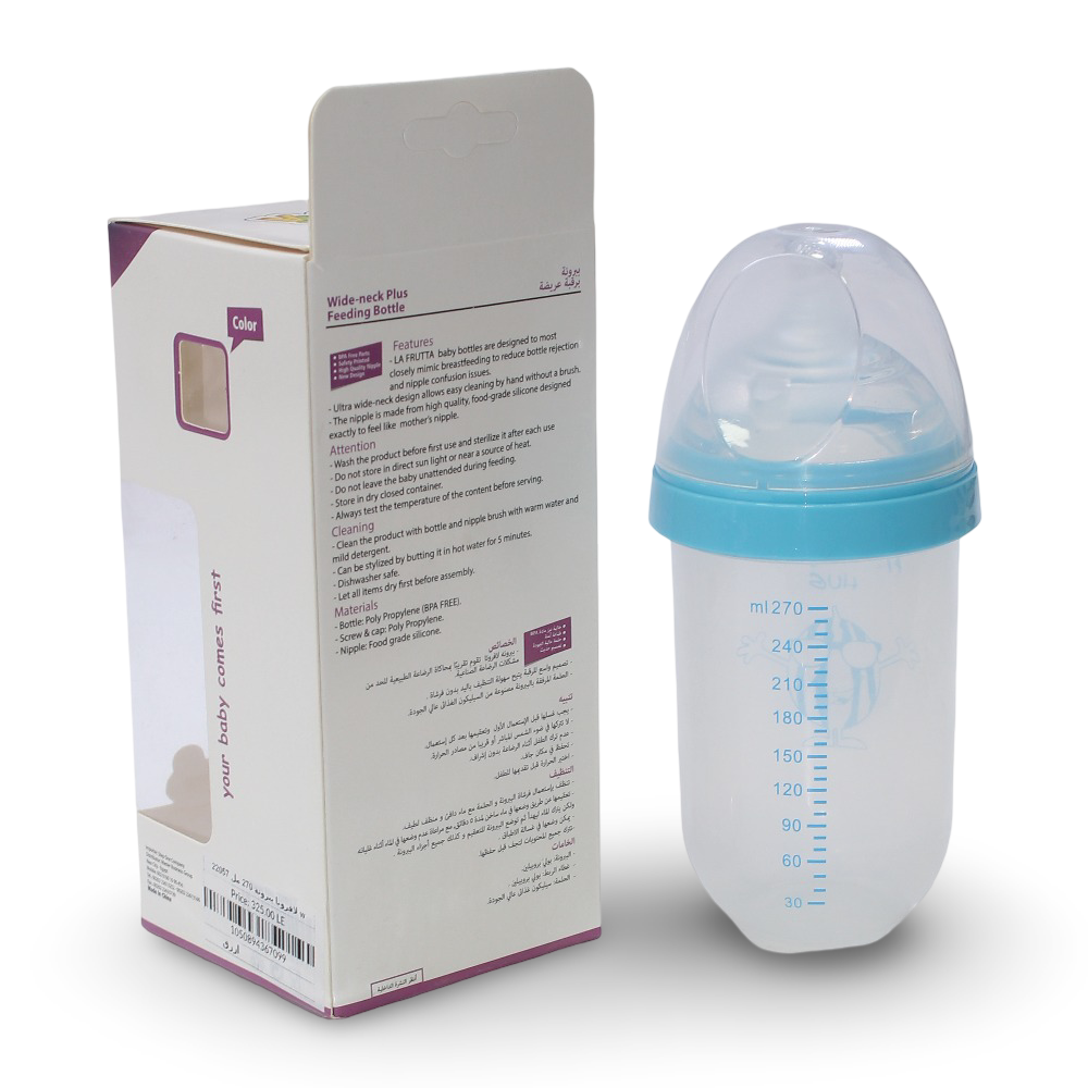 La Frutta Wide-neck Plus Feeding Bottle – (270 ml) Blue