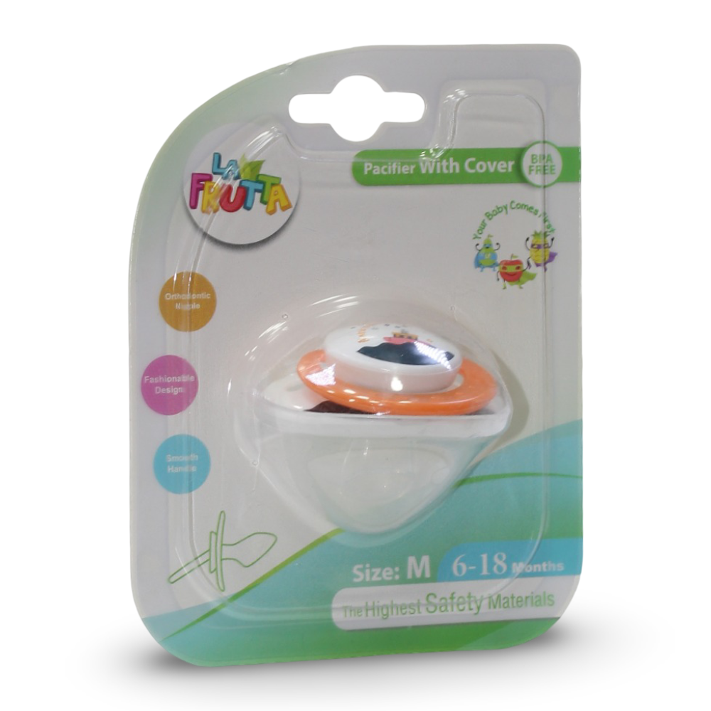 La Frutta Orthodontic Pacifier with Cover – Orange - Baby Essentials
