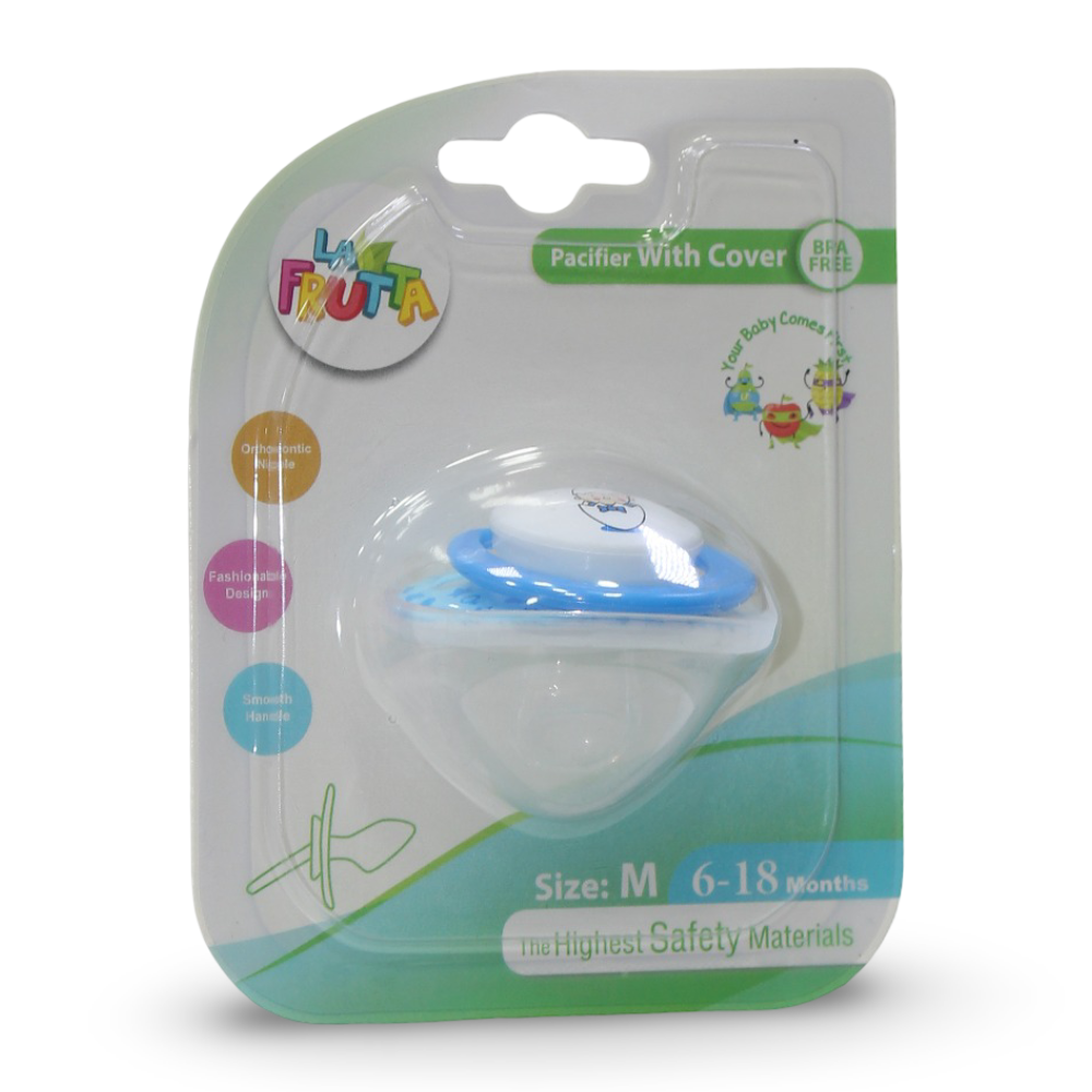 La Frutta Orthodontic Pacifier with Cover – Blue - Baby Essentials