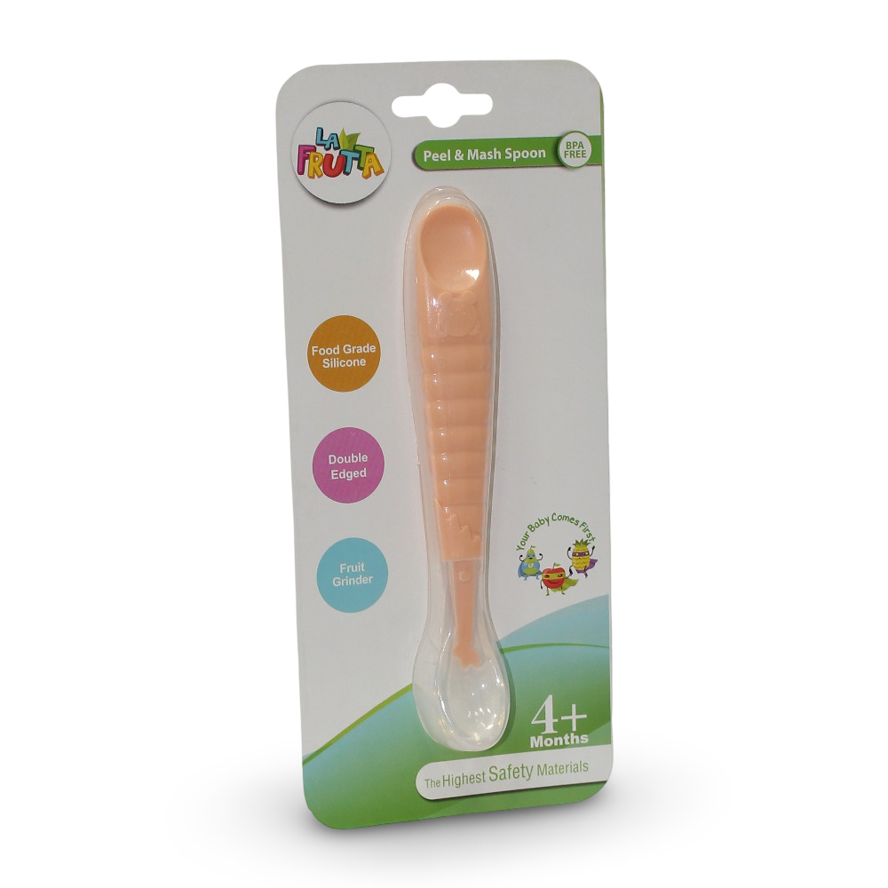La Frutta Peel & Mash Spoon +4m – Salmon - Baby Essentials