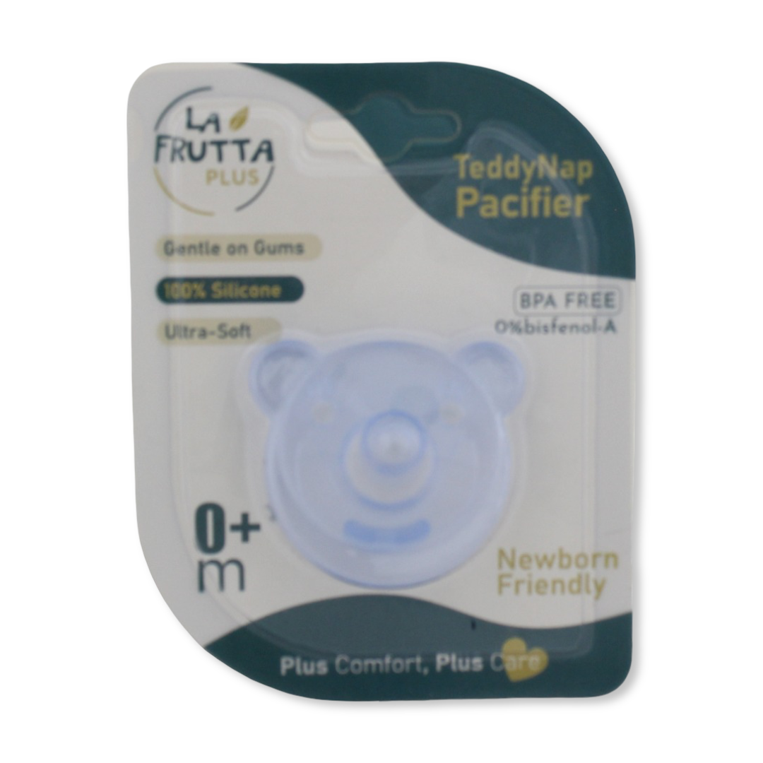 La Frutta Plus Teddy Nap Silicone Pacifier +0m – Blue - Baby Essentials