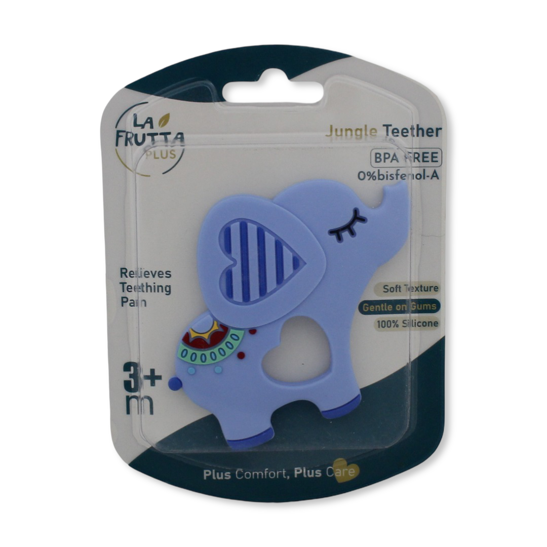 La Frutta Plus Jungle Teether +3m – Baby Blue with Elephant Design