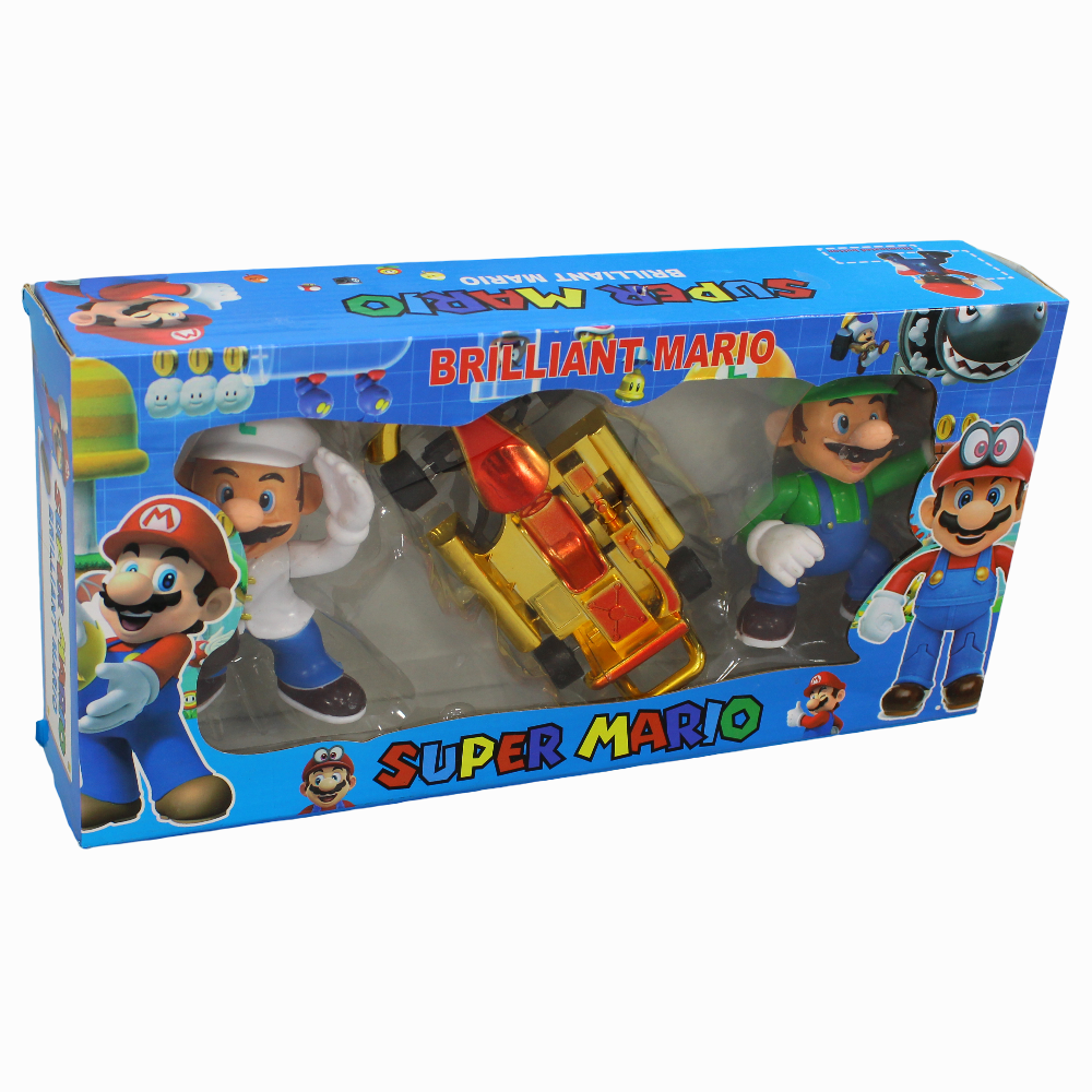 Brilliant Mario Gold Car & Super Mario Figures