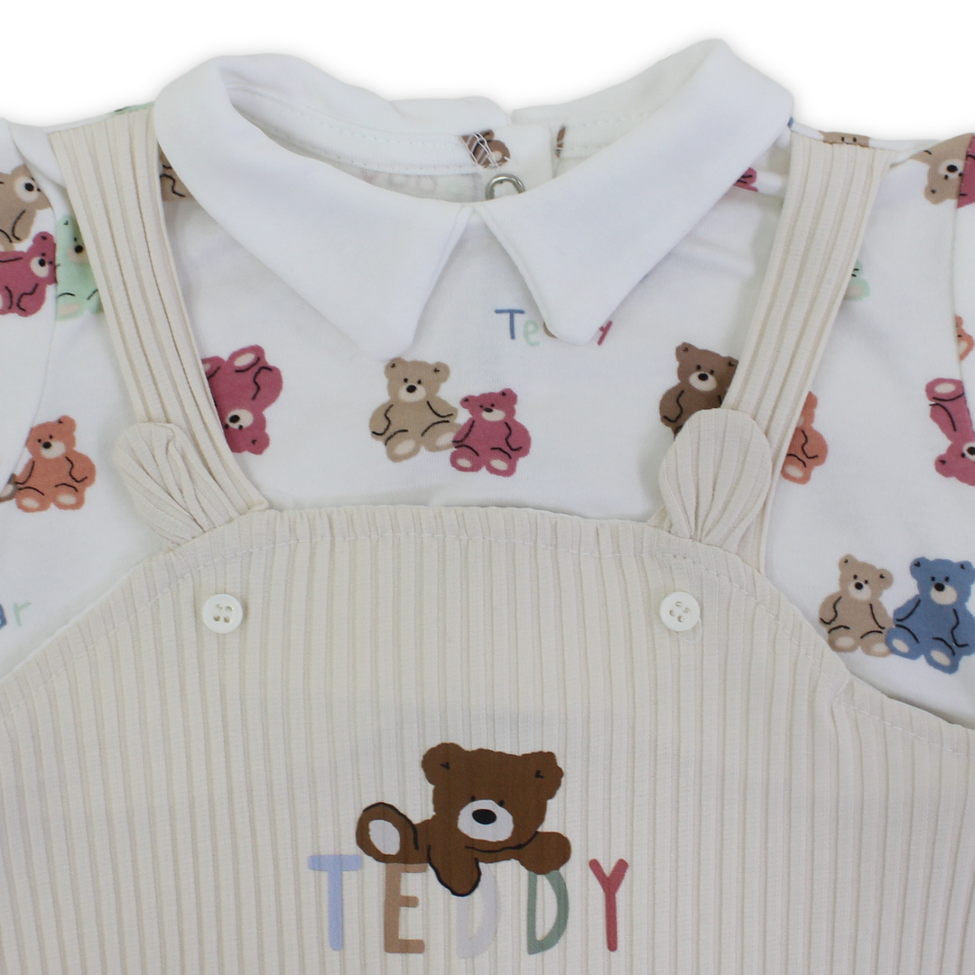 Baby Boys Cotton Romper – "Teddy" Print