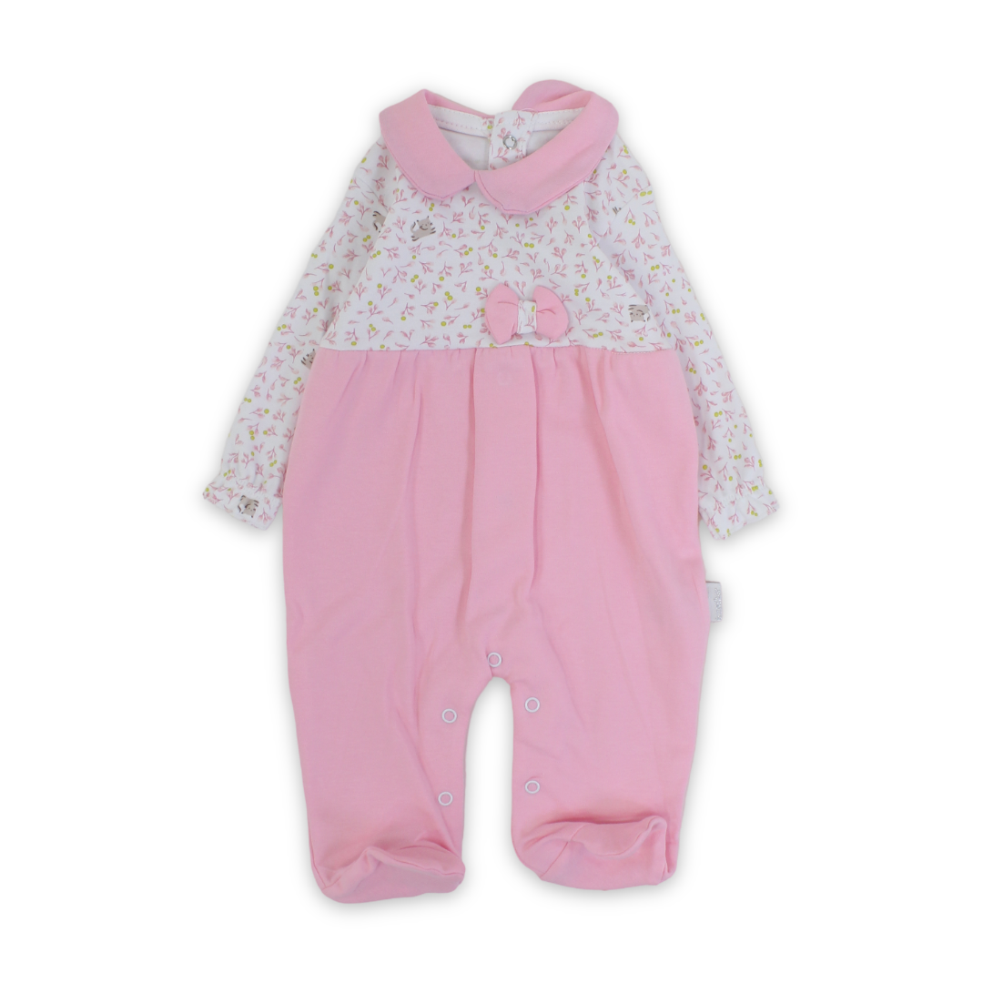 Baby Girls Cotton Baby Footie Onesie – Bow Design