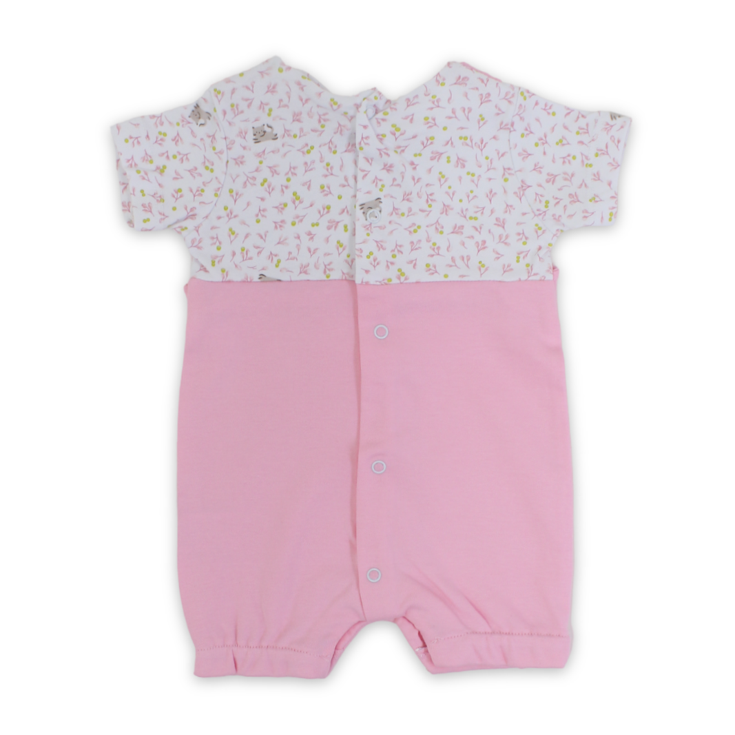 Baby Girls Cotton Romper – Leaves Print