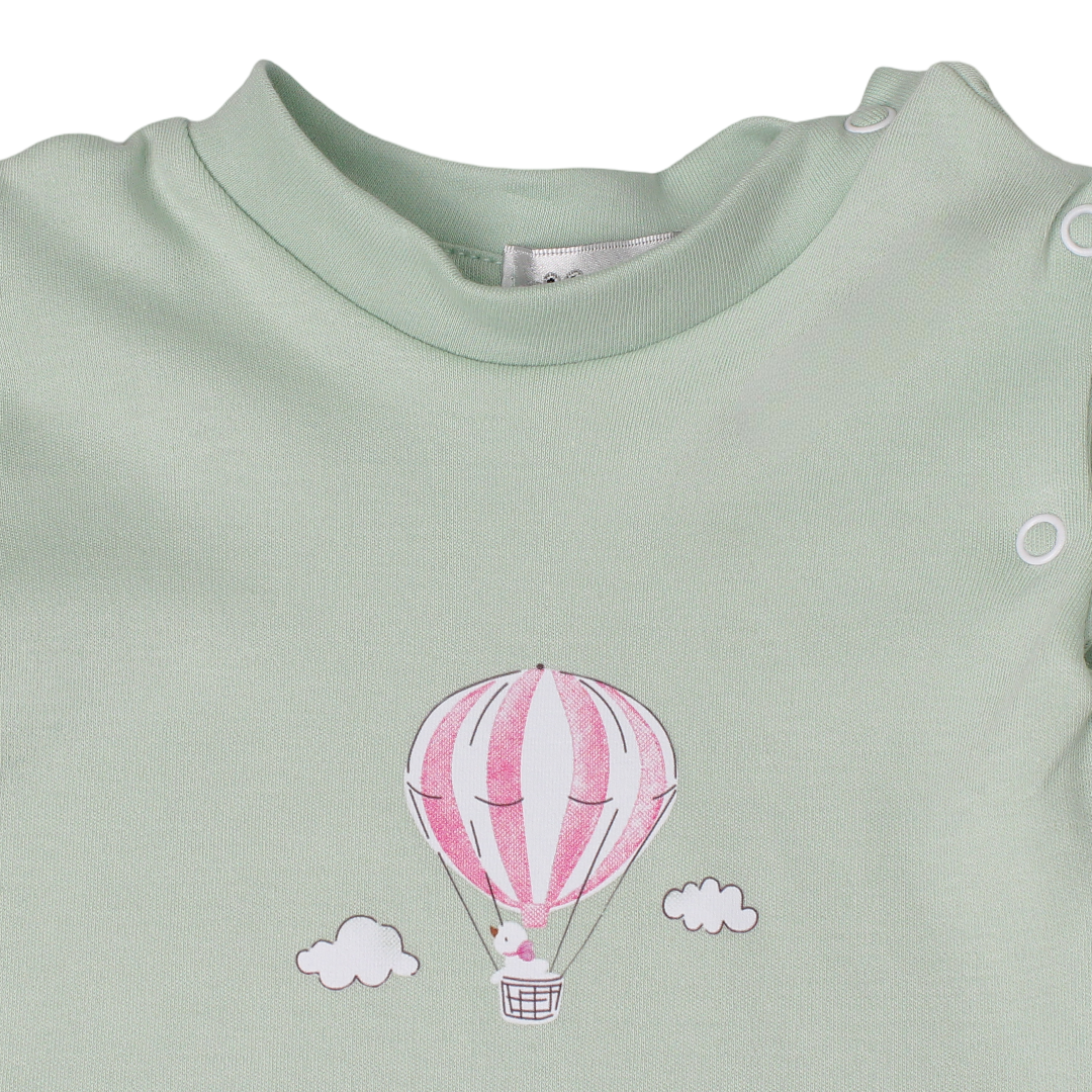 Baby Girls Cotton Romper – Hot Air Balloon Print