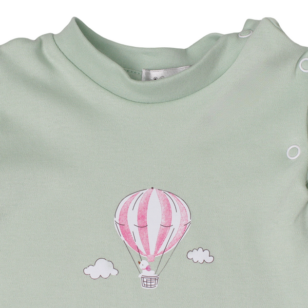 Baby Girls Cotton Romper – Hot Air Balloon Print