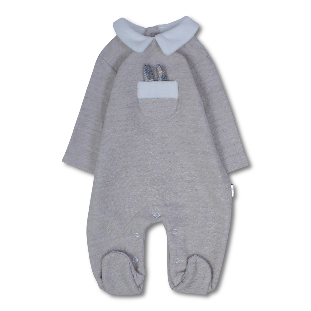 Baby Girls Cotton Baby Footie – Bunny Pocket Embroidery