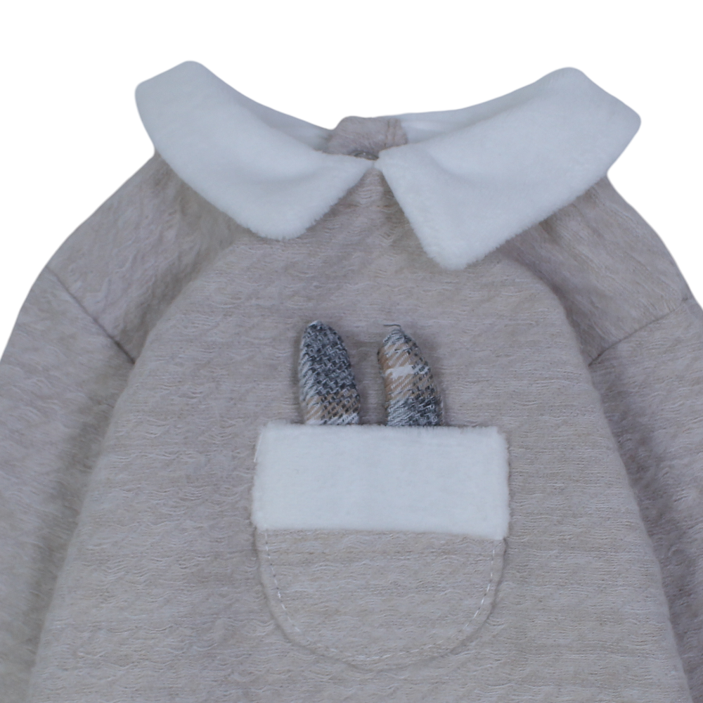 Baby Girls Cotton Baby Footie – Bunny Pocket Embroidery