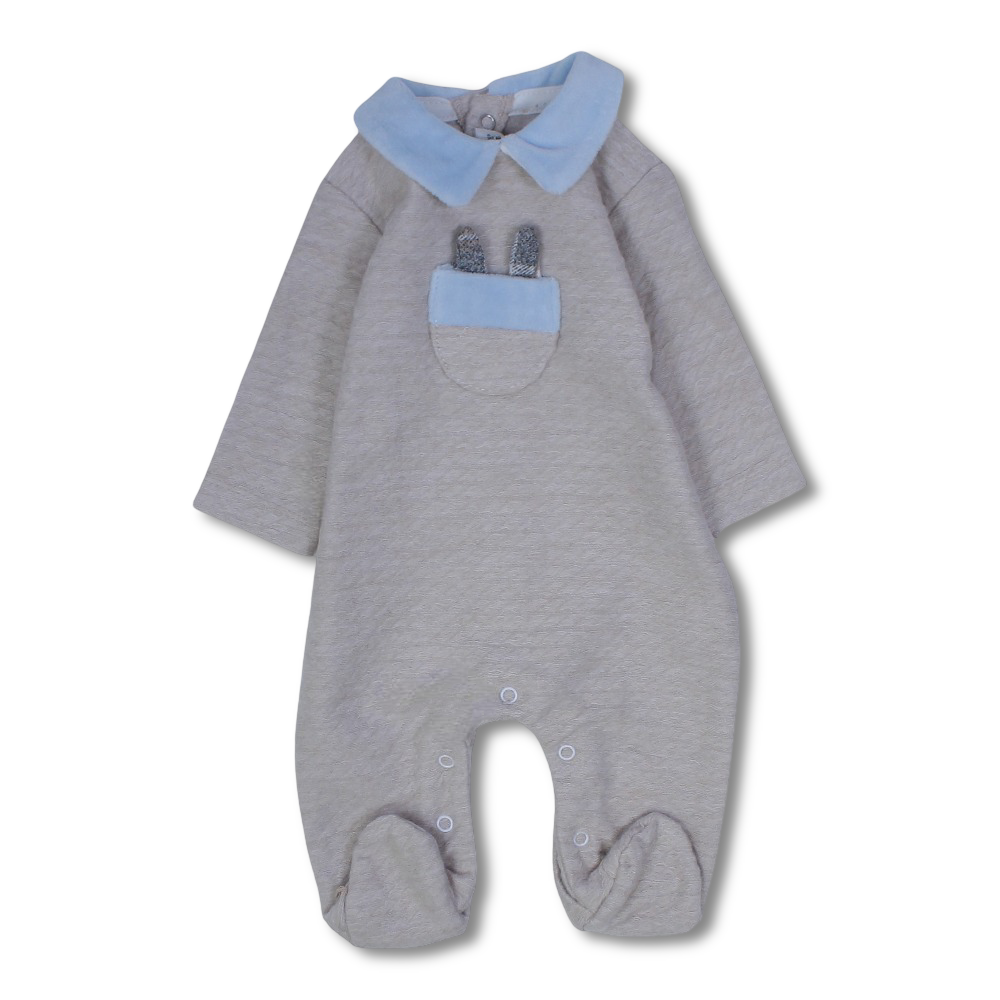 Baby Girls Cotton Baby Footie – Bunny Pocket Embroidery