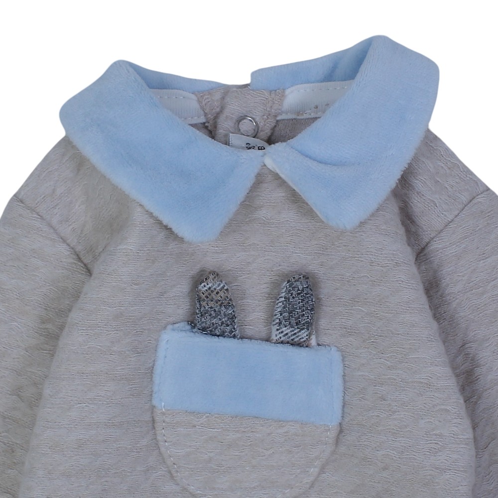 Baby Girls Cotton Baby Footie – Bunny Pocket Embroidery