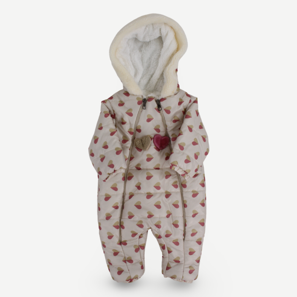 Little Hearts Long-Sleeved Hooded Overall