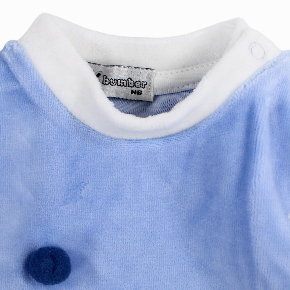 Baby  Boys Velvet Baby Footie - Dog Embroidery