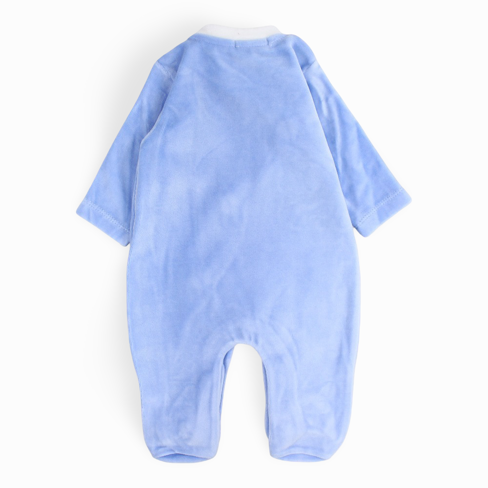 Baby  Boys Velvet Baby Footie - Dog Embroidery