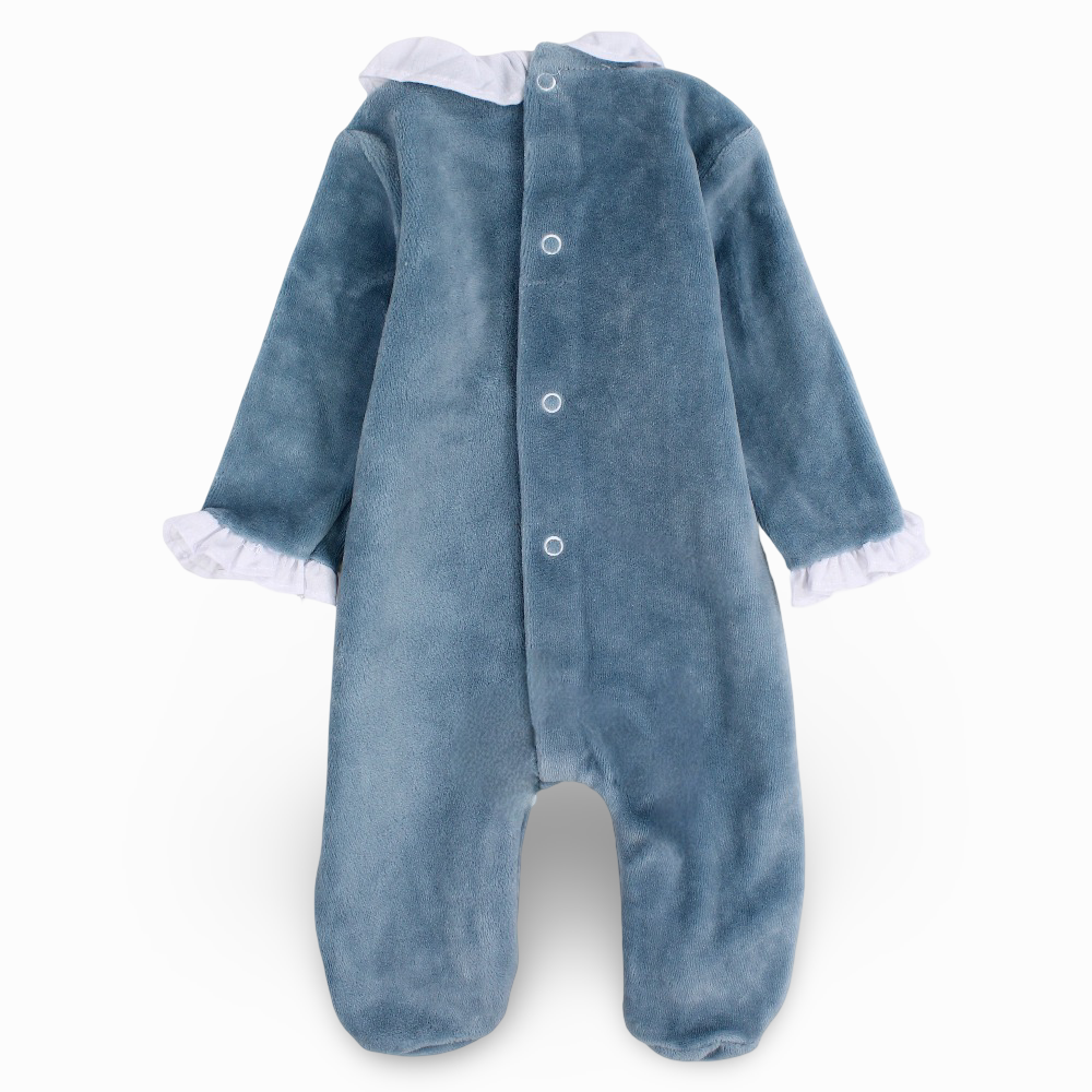 Baby Girls Velvet Baby Footie - Squirrel Embroidery