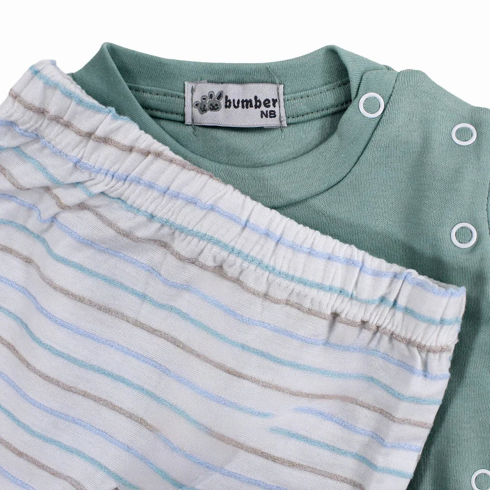 Baby Boys Cotton Pajama Set - Car Embroidery