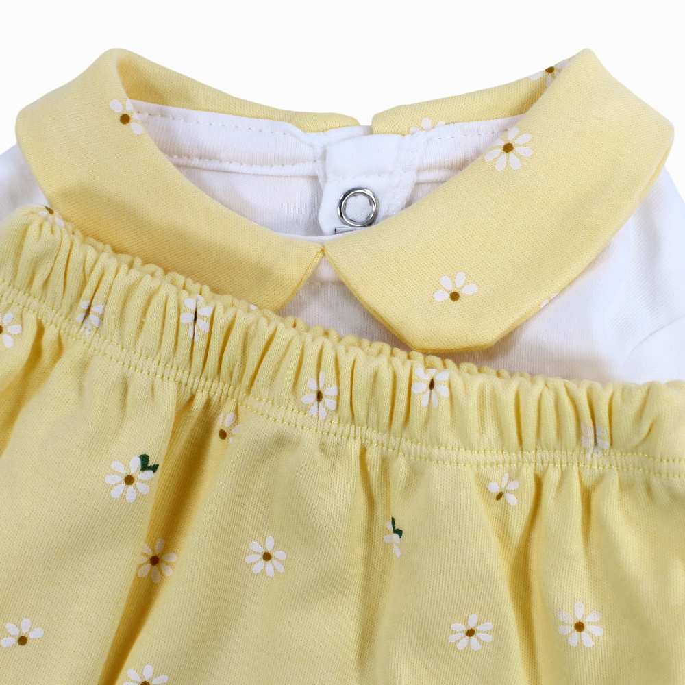 Baby Girls Cotton Pajama Set - Flowers Embroideries