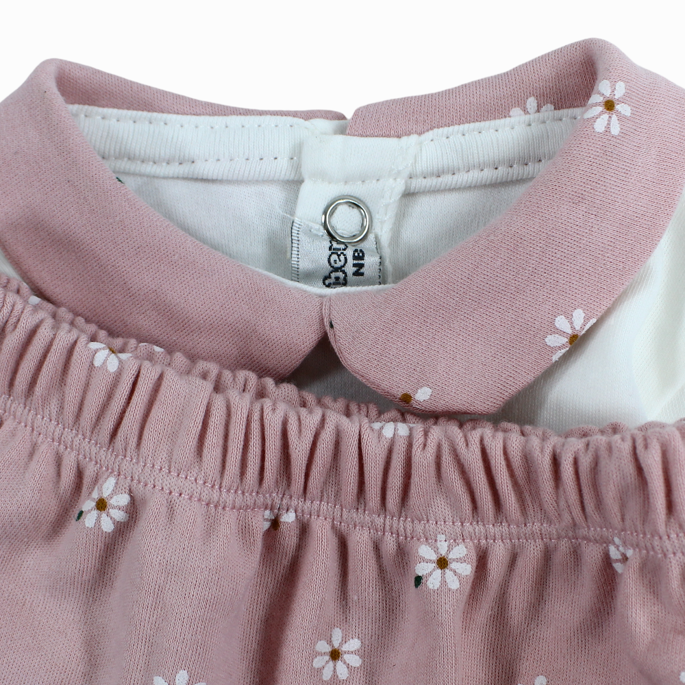 Baby Girls Cotton Pajama Set - Flowers Embroideries