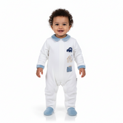 Baby Boys Velvet Baby Footie - Cute Embroideries