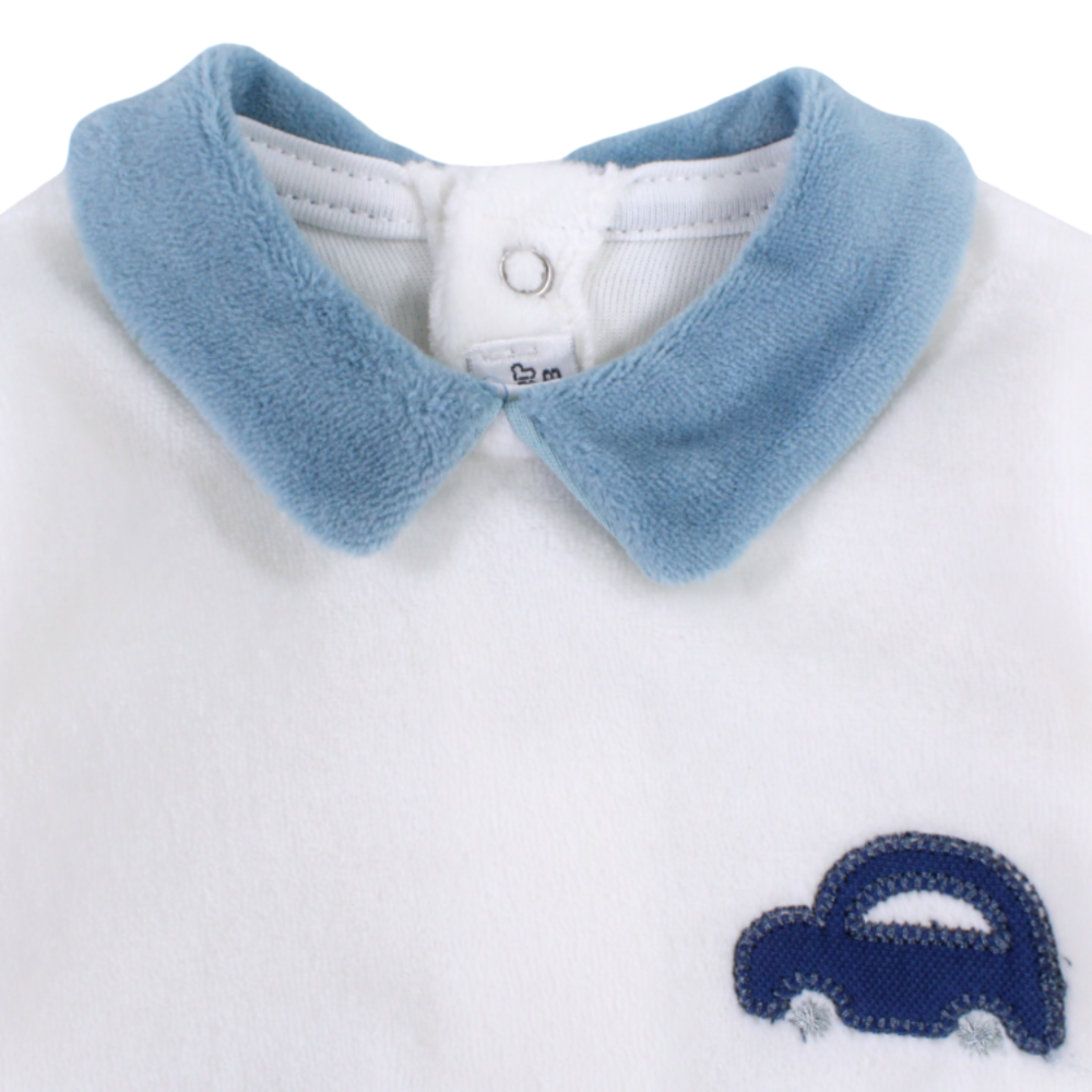 Baby Boys Velvet Baby Footie - Cute Embroideries