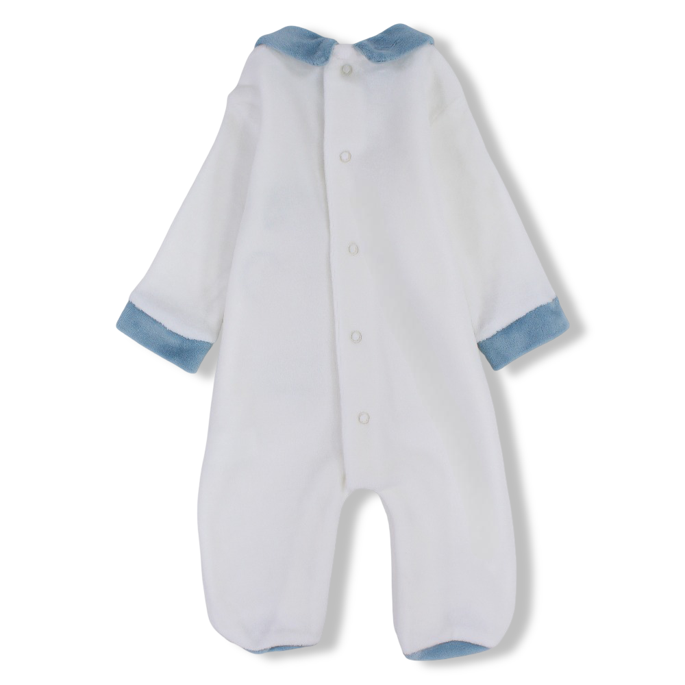 Baby Boys Velvet Baby Footie - Cute Embroideries