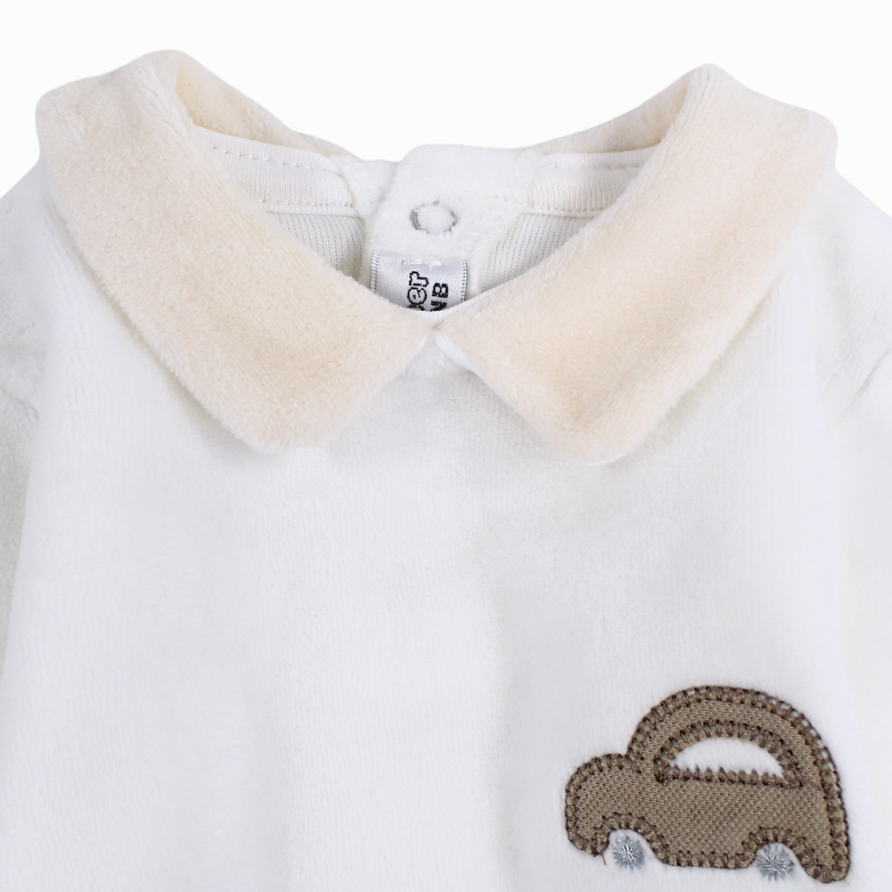 Baby Boys Velvet Baby Footie - Cute Embroideries