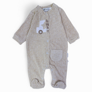 Baby Boys Velvet Baby Footie - Car & Stars Design