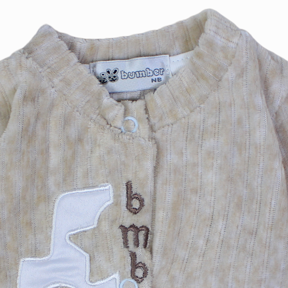 Baby Boys Velvet Baby Footie - Car & Stars Design